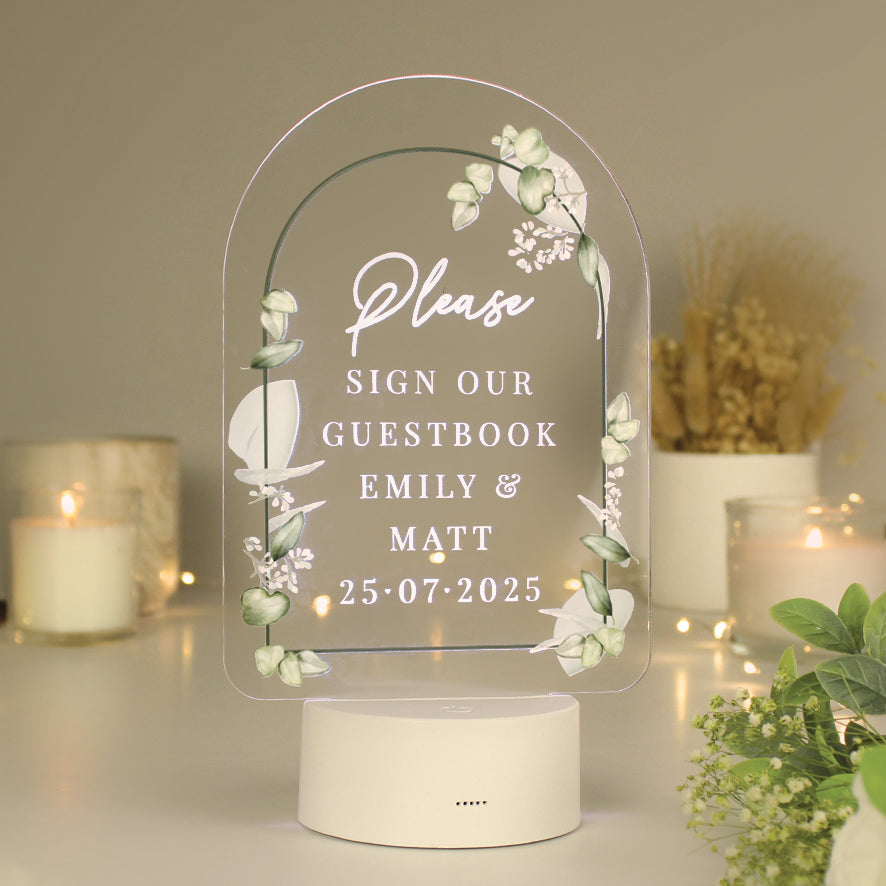 Personalised Botanical LED Colour Changing Wedding Sign