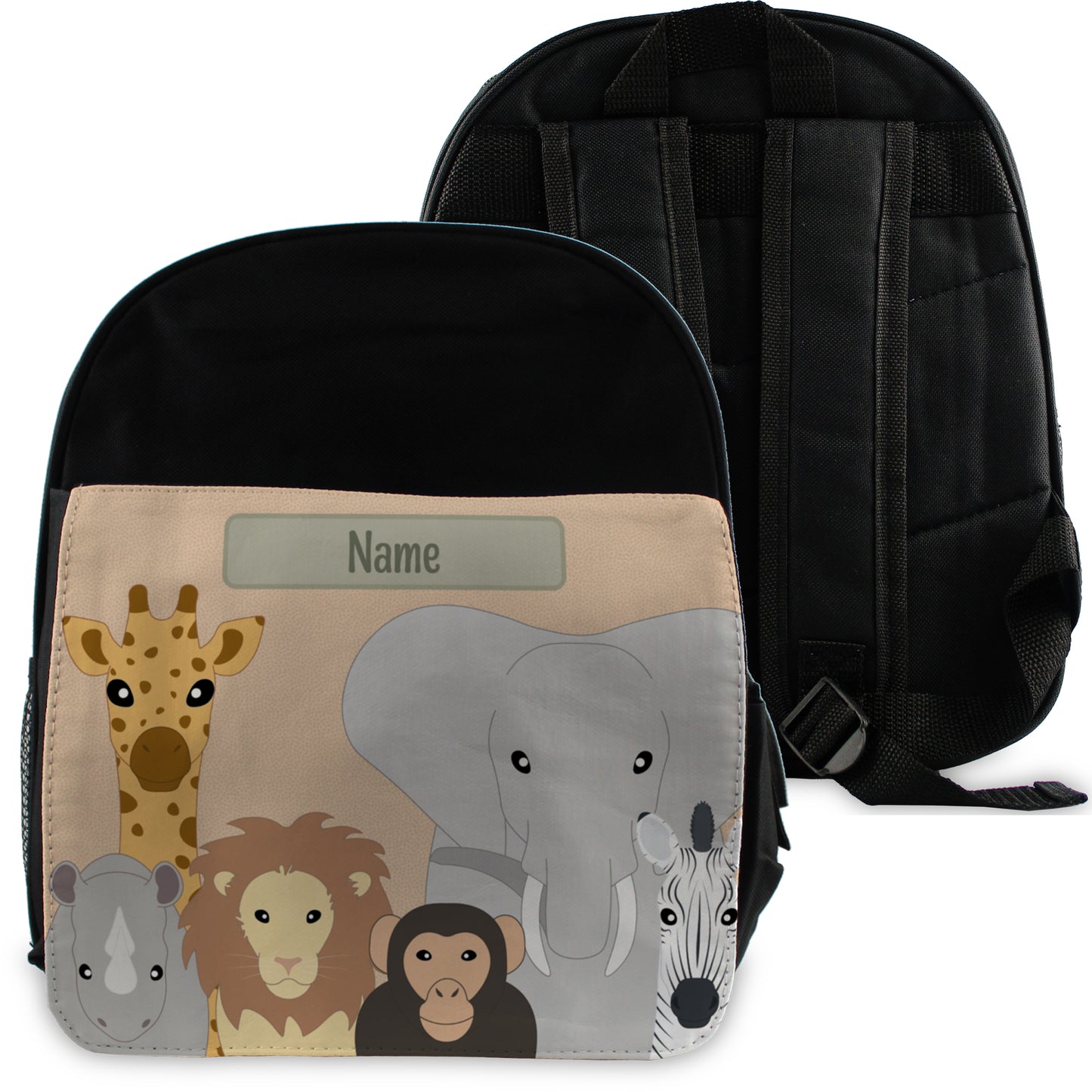 Printed Safari Kids Black Backpack