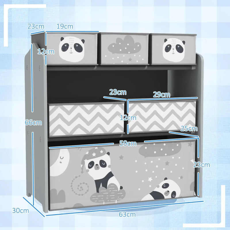 Kids Grey Panda Storage Unit