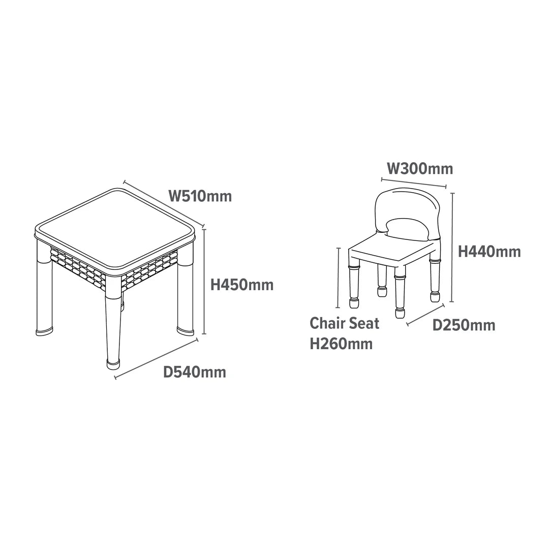 Kids 5-in-1 Activity Table and Two Chairs Set