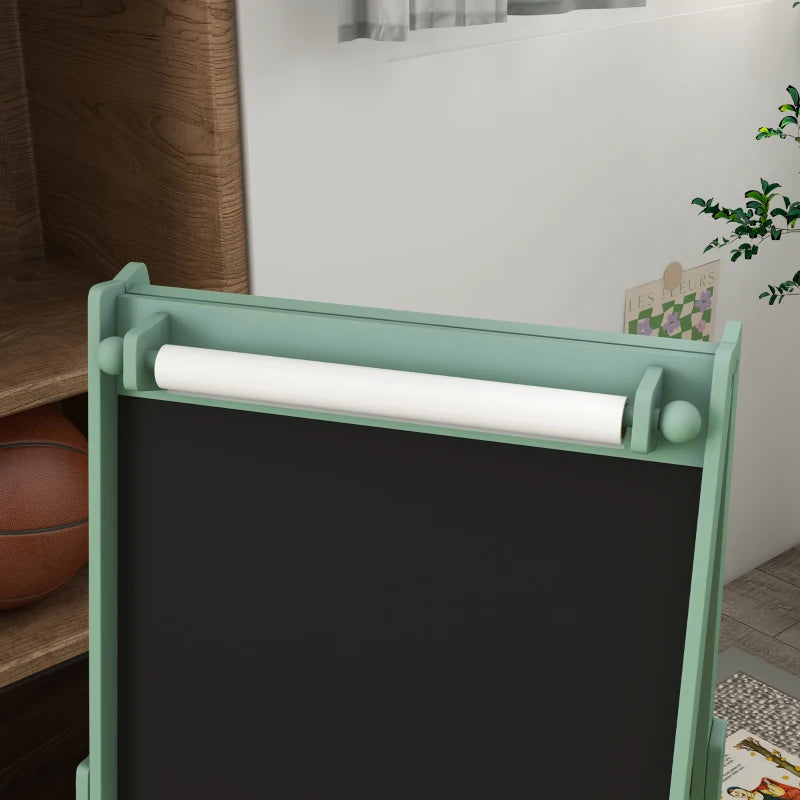 Kids Easel with Paper Roll, Blackboard and Whiteboard