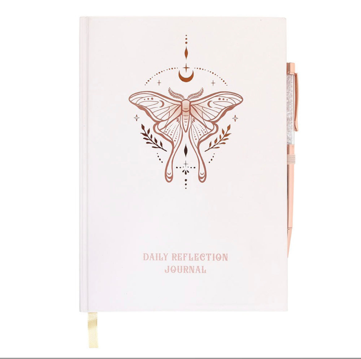 LUNA MOTH DAILY REFLECTION JOURNAL WITH QUARTZ PEN