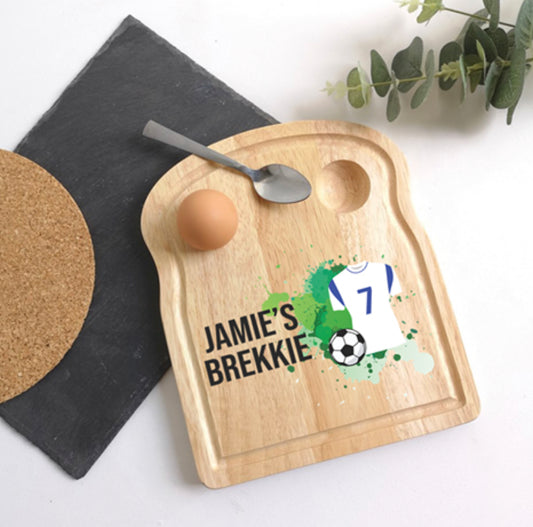 Printed TOAST SHAPED Breakfast Board – Football Shirt Design