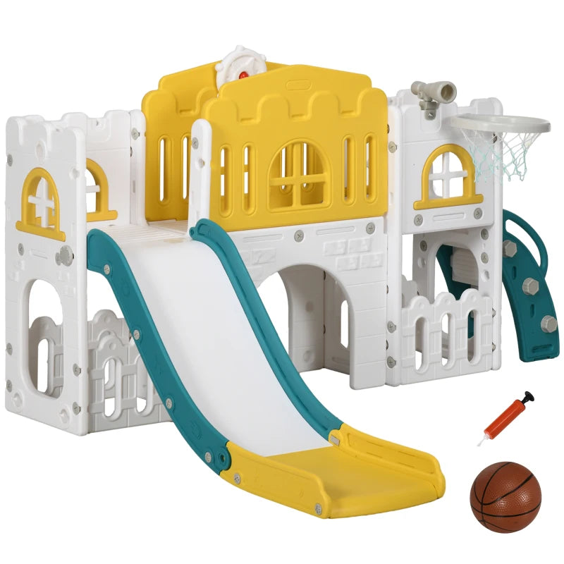 7-in-1 Toddler Slide with Basketball Hoop