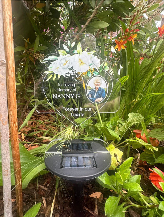 Personalised In Loving Memory UV Printed Memorial Garden Solar Light