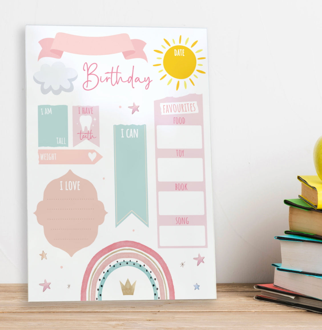 Printed Pastels Birthday Board Photo Prop