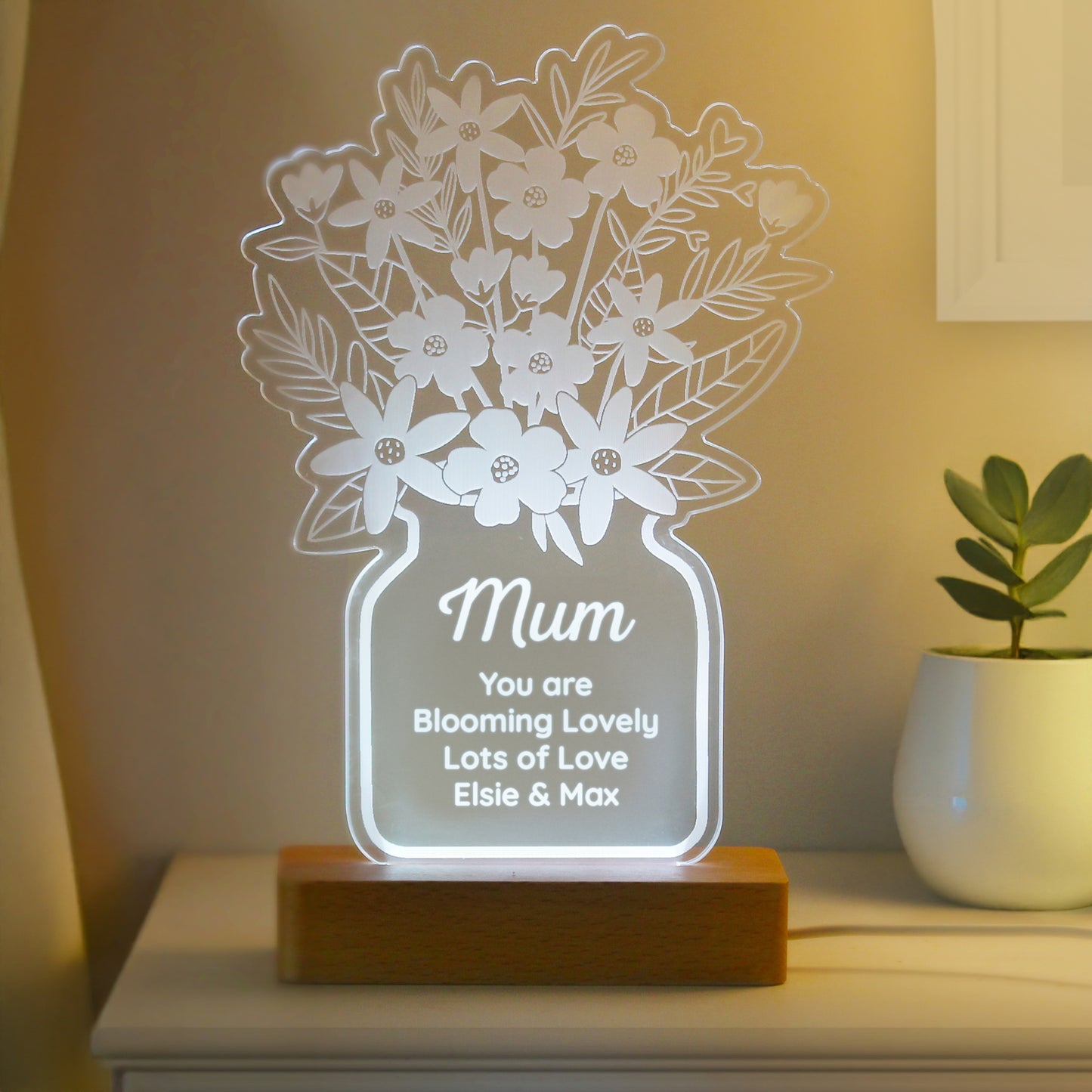 Personalised Flower Vase LED Light