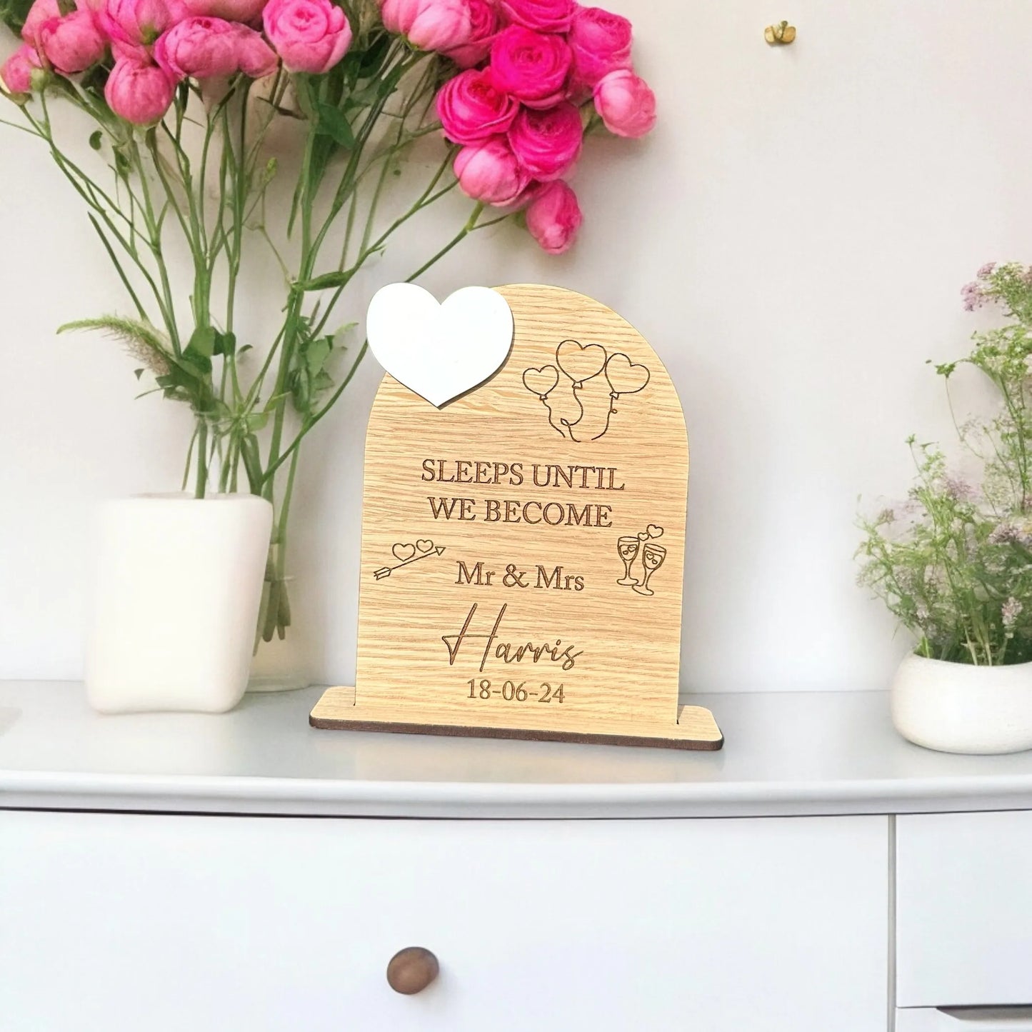 Wedding Heart Oak Veener Countdown