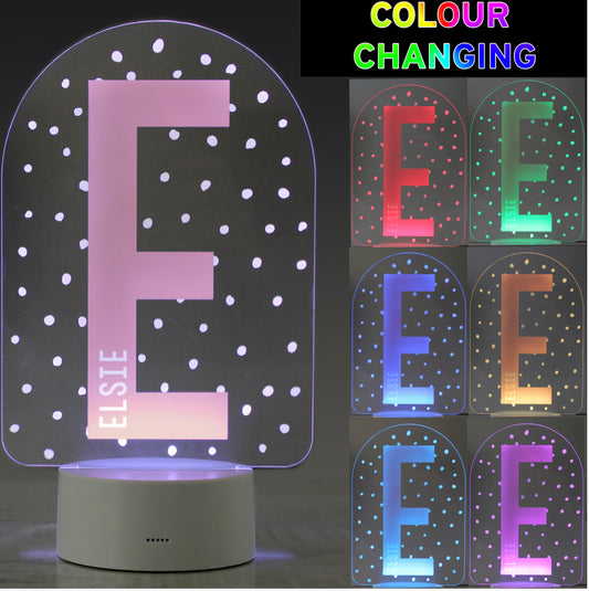 Personalised Initial LED Colour Changing Night Light image 0