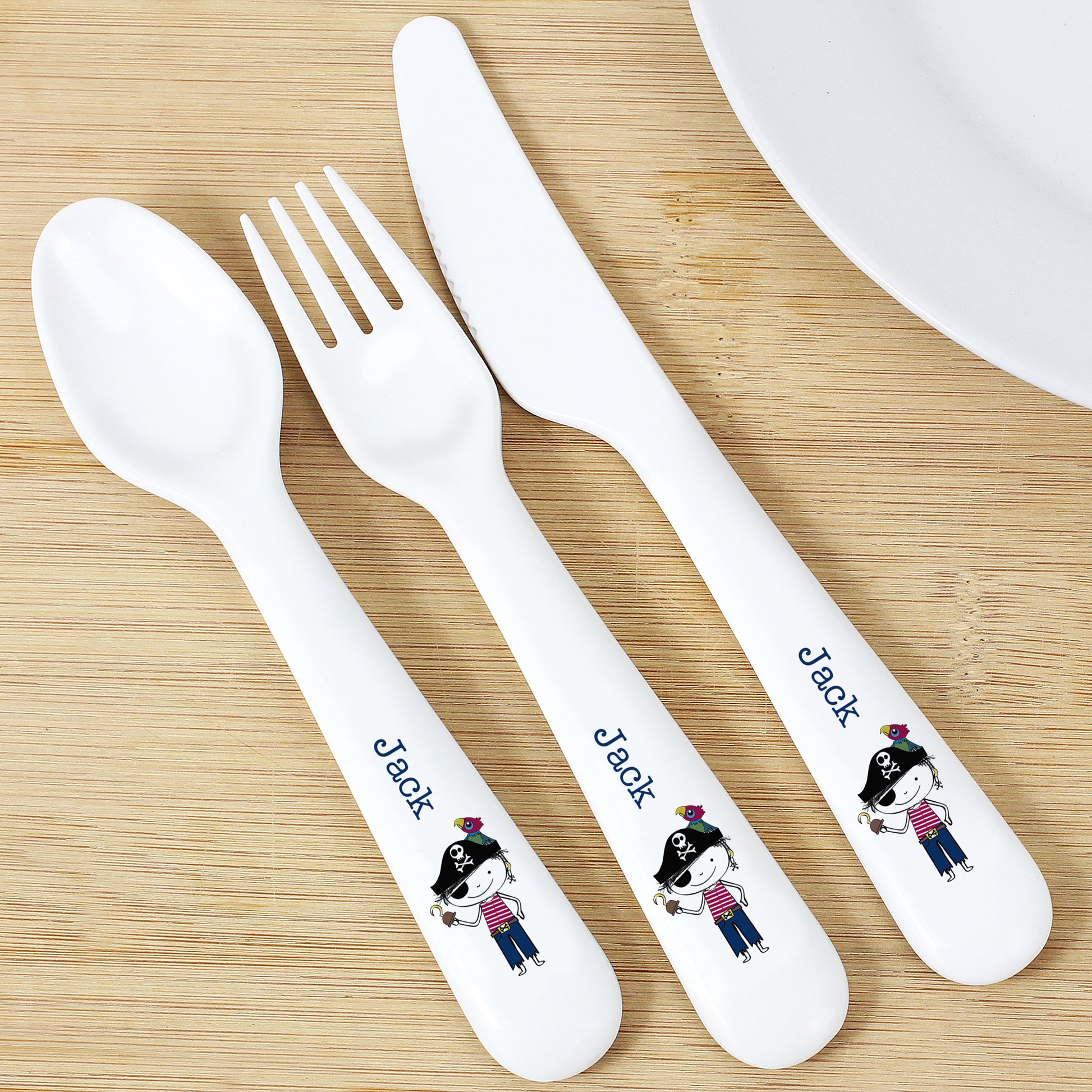 Personalised Pirate 3 Piece Plastic Cutlery Set image 1