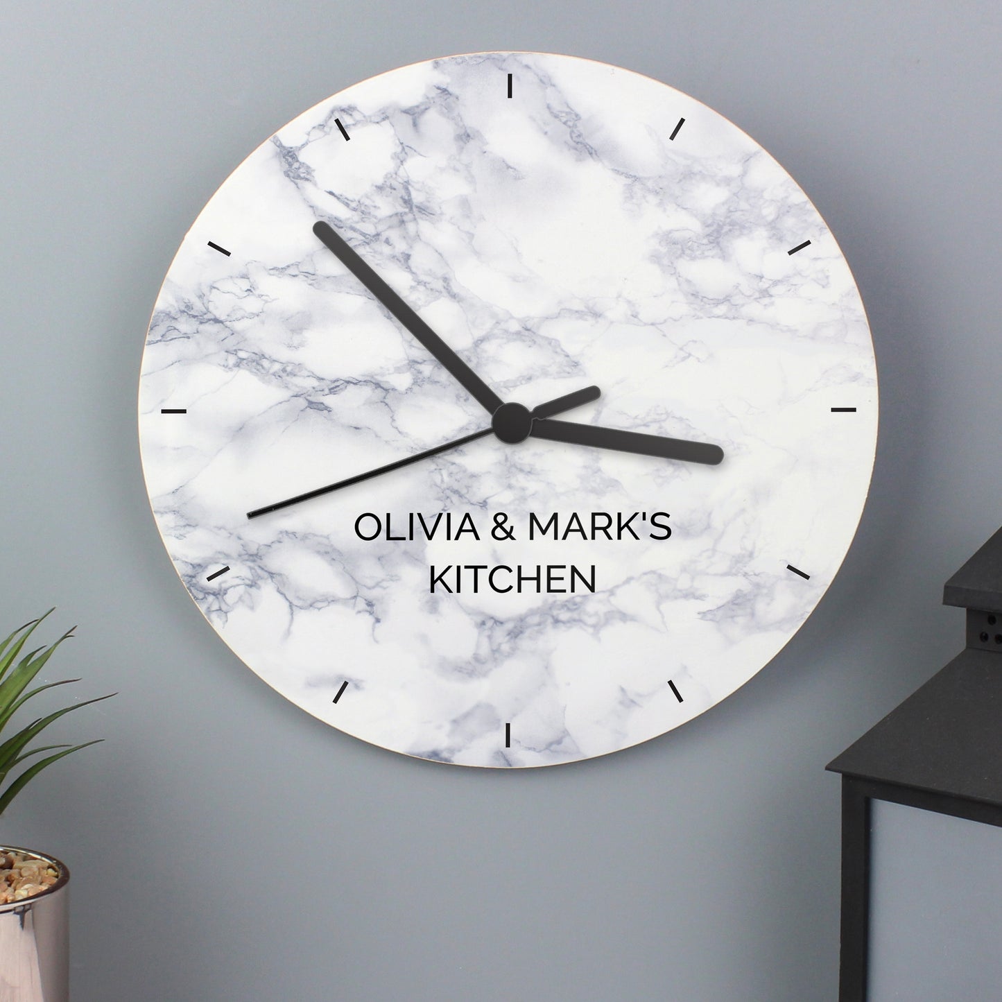 Personalised Marble Effect Wooden Clock image 1