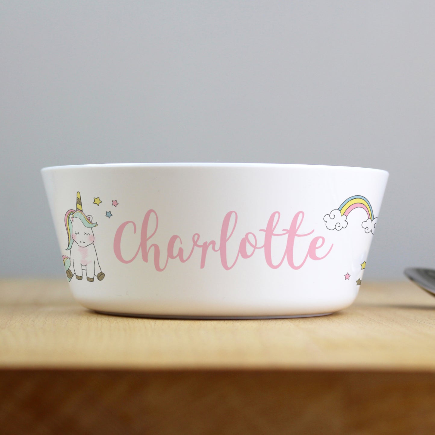 Personalised Baby Unicorn Plastic Bowl image 1