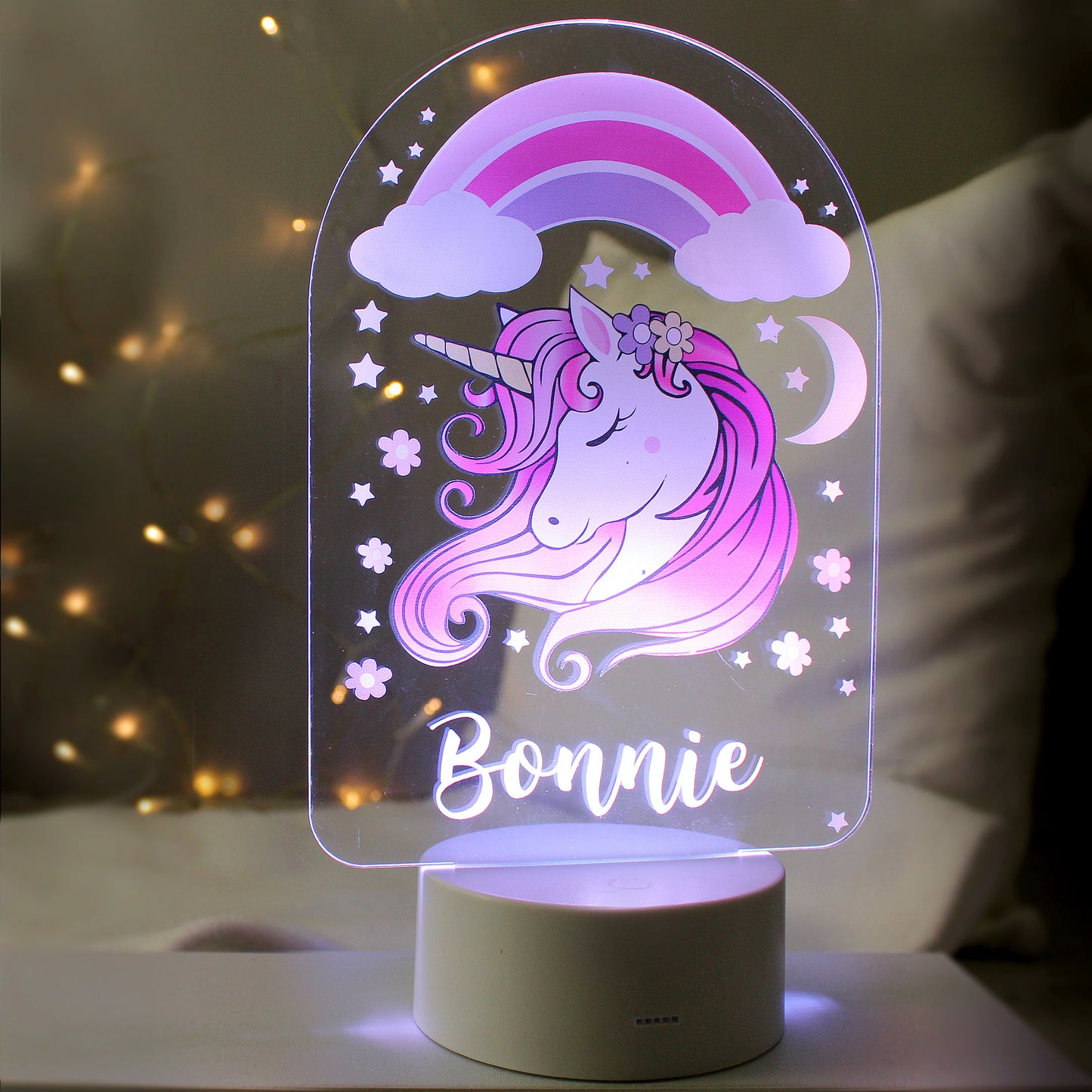 Personalised Pink Unicorn LED Colour Changing Night Light image 0