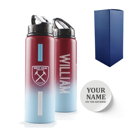 Official Printed Metal West Ham Bottle With Name Gift Boxed  image 0