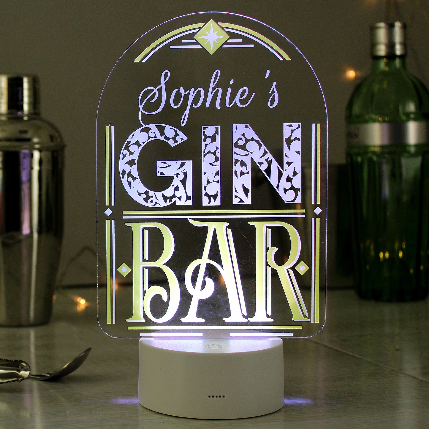 Personalised Gin Bar LED Colour Changing Night Light image 0