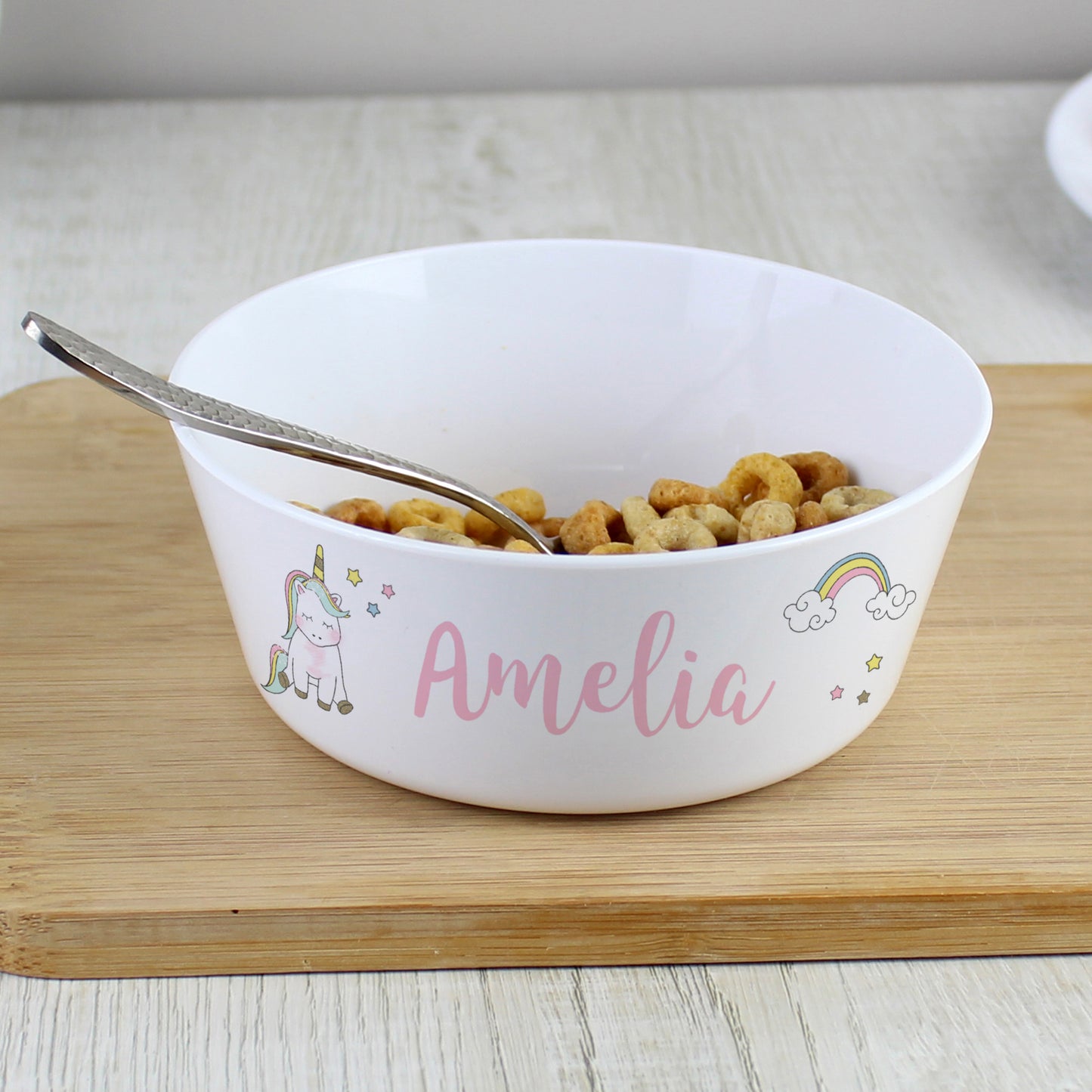 Personalised Baby Unicorn Plastic Bowl image 0