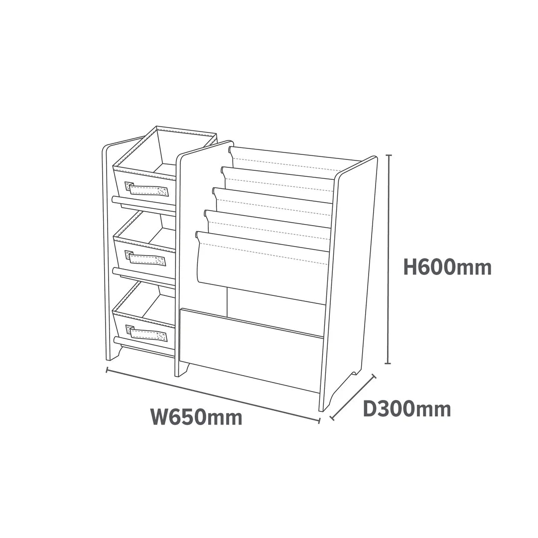 Kids White Display Unit With Fabric Storage Boxes image 3