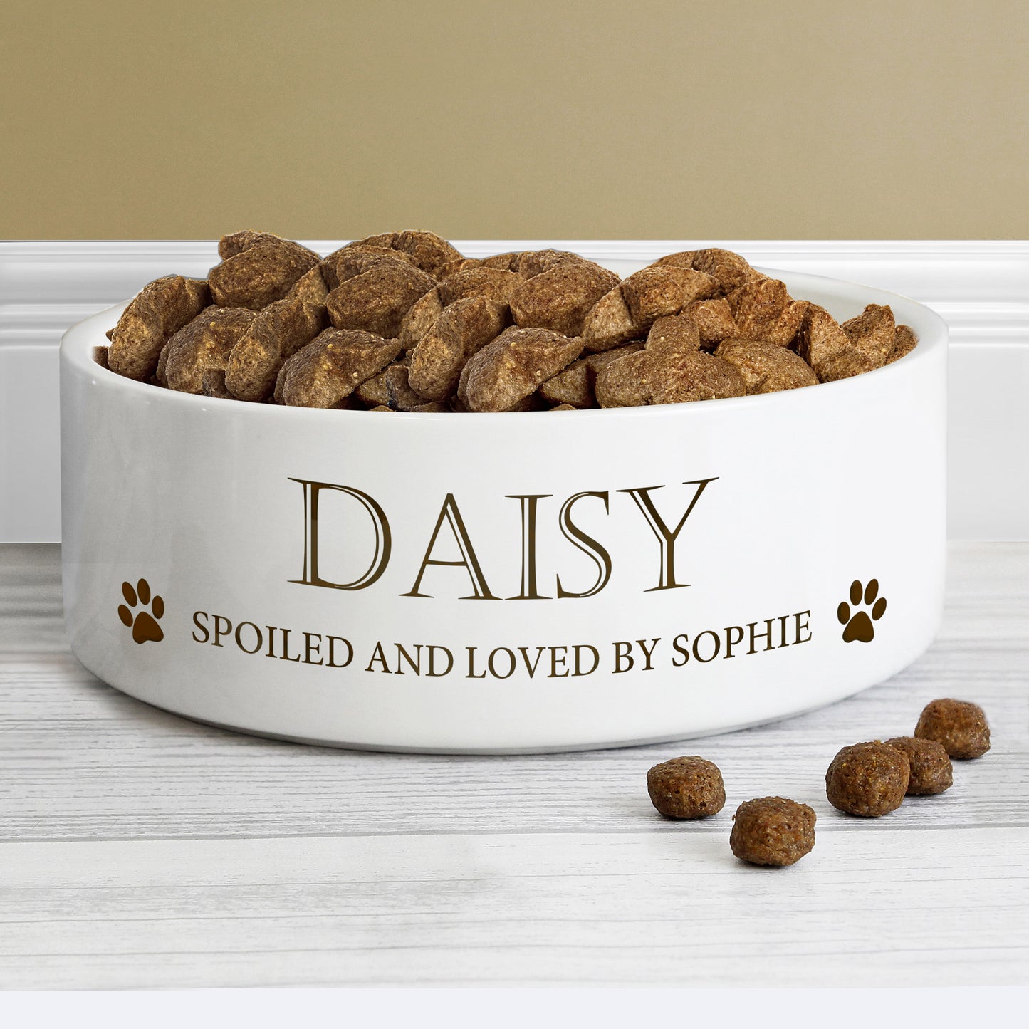 Personalised Paws 14cm Medium White Pet Bowl image 0