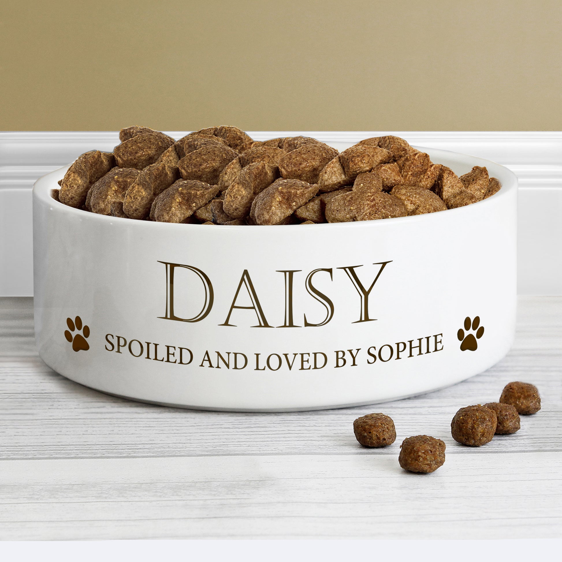 Personalised Paws 14cm Medium White Pet Bowl image 0