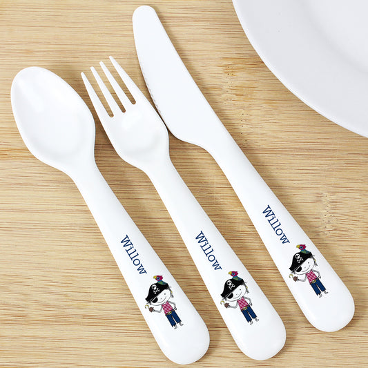 Personalised Pirate 3 Piece Plastic Cutlery Set image 0