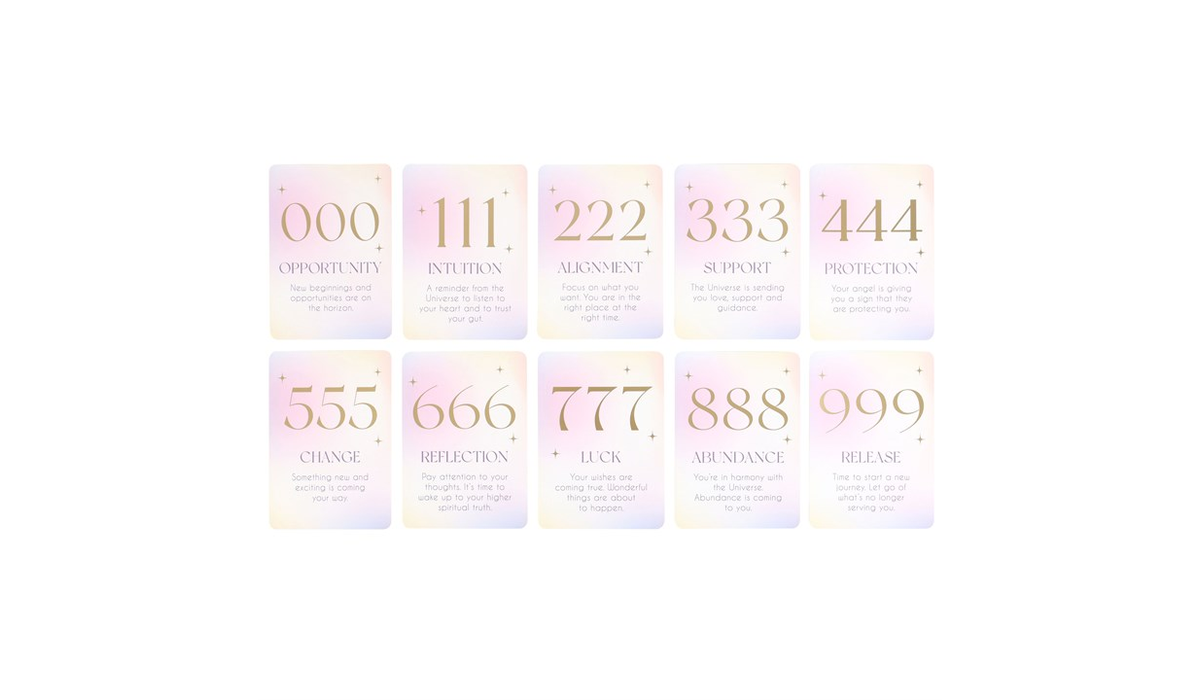 Angel Number Affirmation Cards with Wooden Stand