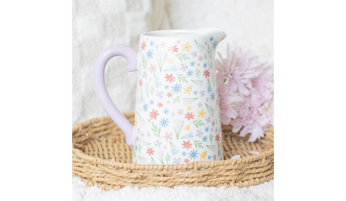 Spring Floral Print Ceramic Flower Jug