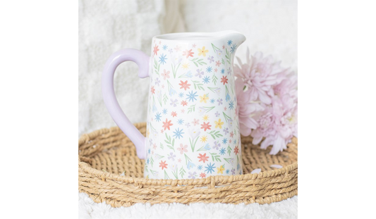 Spring Floral Print Ceramic Flower Jug